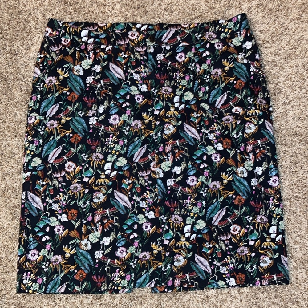 CJ banks black floral print midi skirt